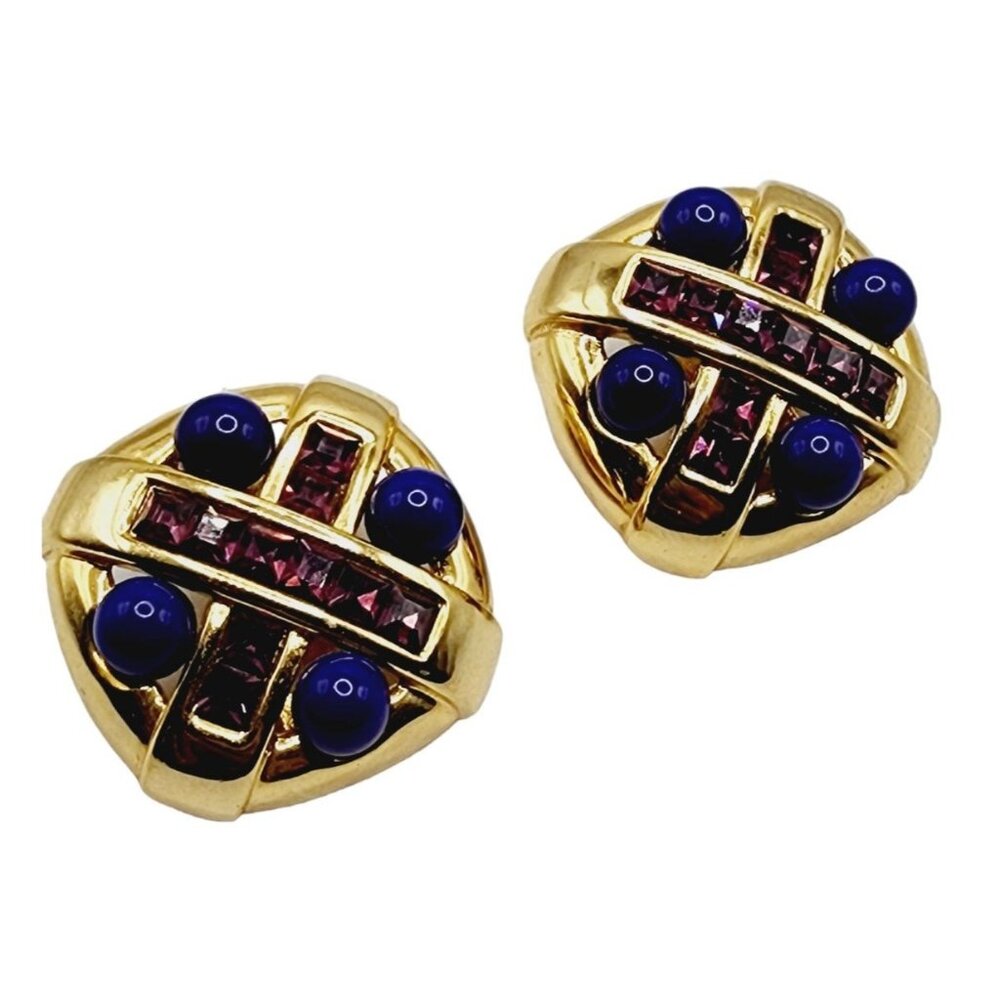 Vintage 80s Amazing Signed Craft Clip Earrings (A2569)